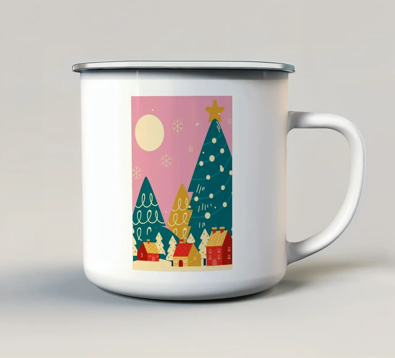 Vigilia di Natale rosa retrò tazza in smalto da Brandi N Huskey