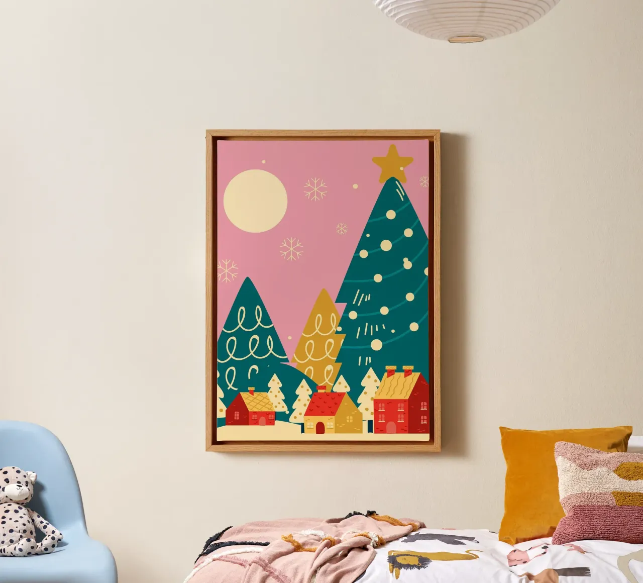 Vigilia di Natale rosa retrò tela con Cornice a cassetta da Brandi N Huskey