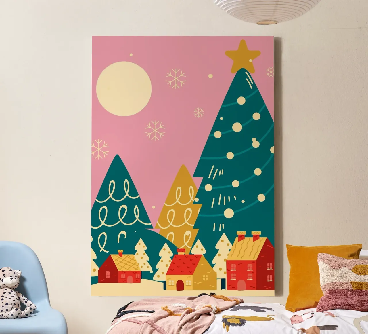 Vigilia di Natale rosa retrò tela con Cornice a cassetta da Brandi N Huskey
