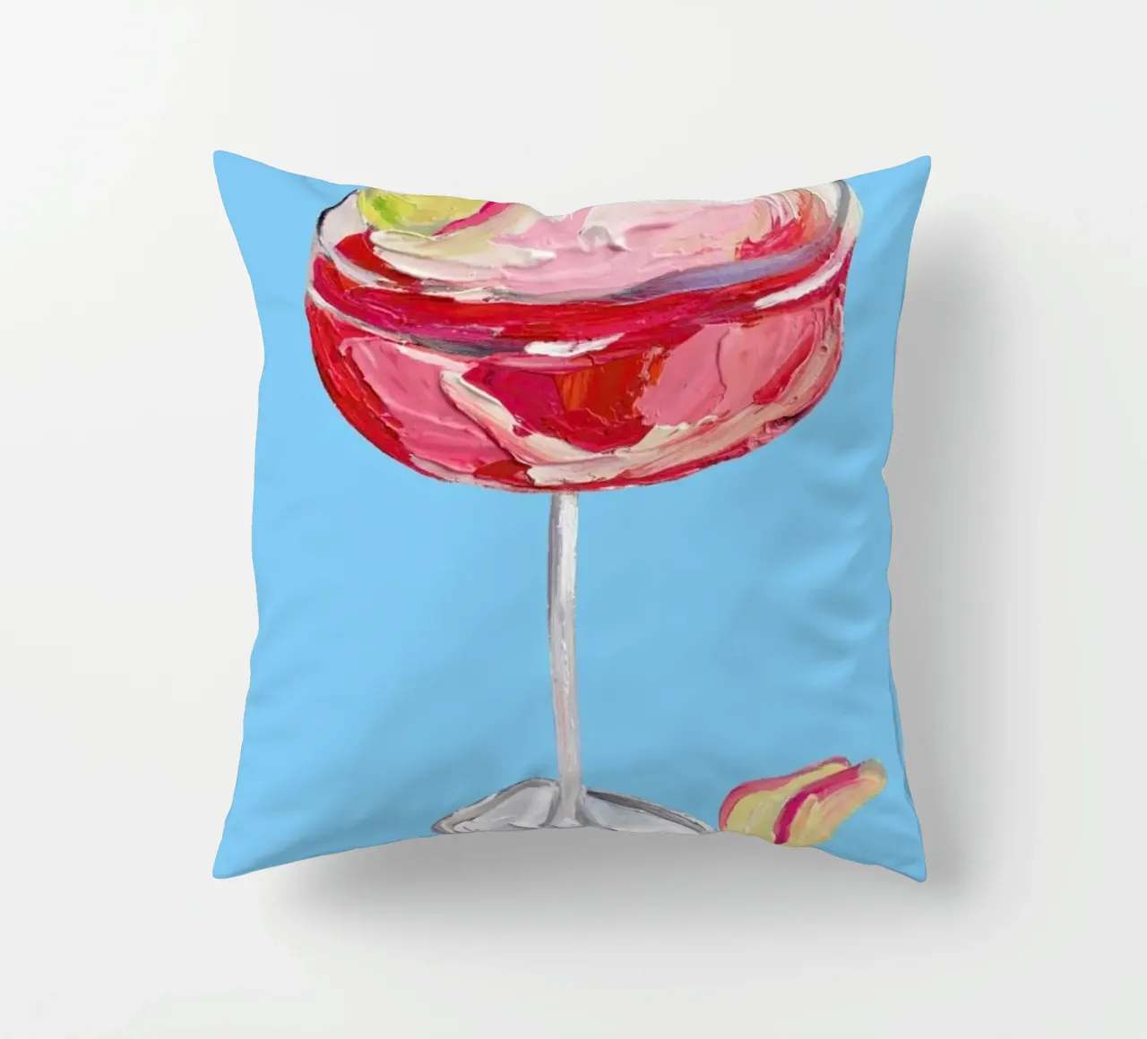 Sparkling Rose Gin Cocktail decorative cushion by Alice Straker