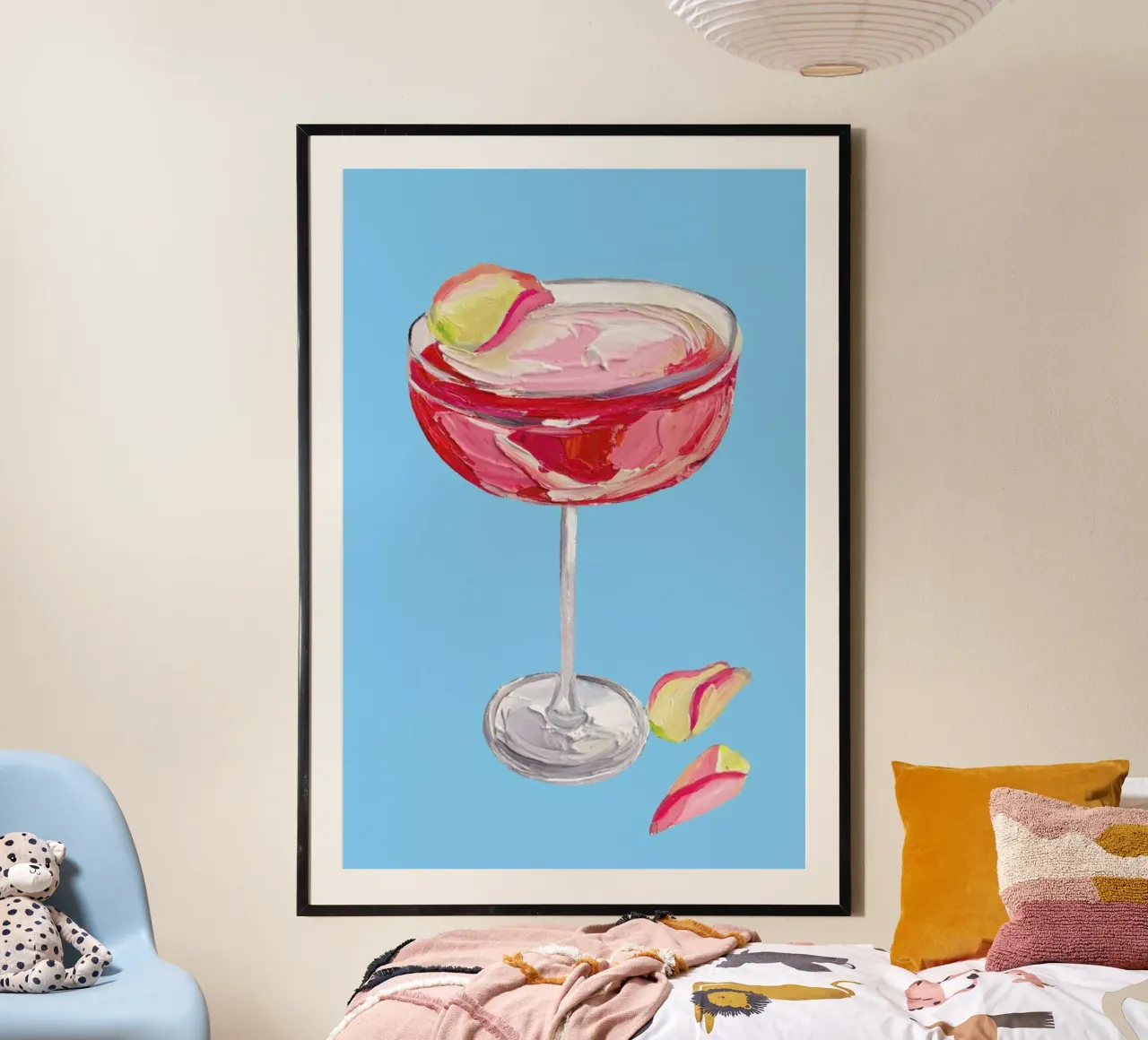 Sparkling Rose Gin Cocktail poster con telaio in alluminio da Alice Straker