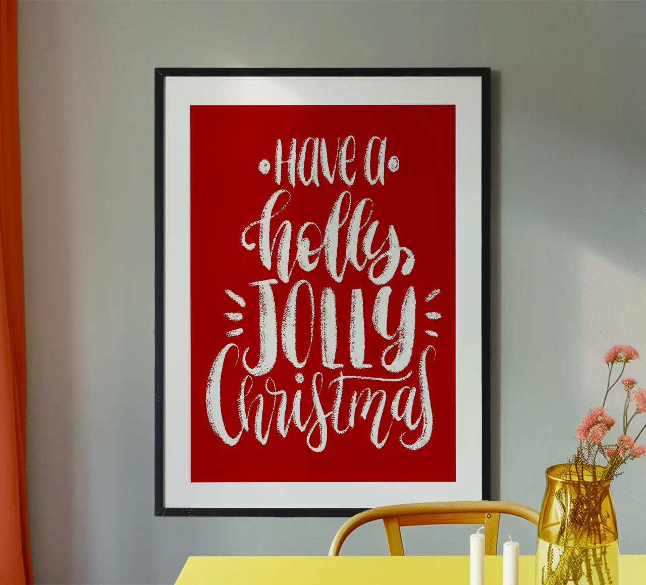 Holly Jolly Cristmas poster con telaio in plastica da Brandi N Huskey