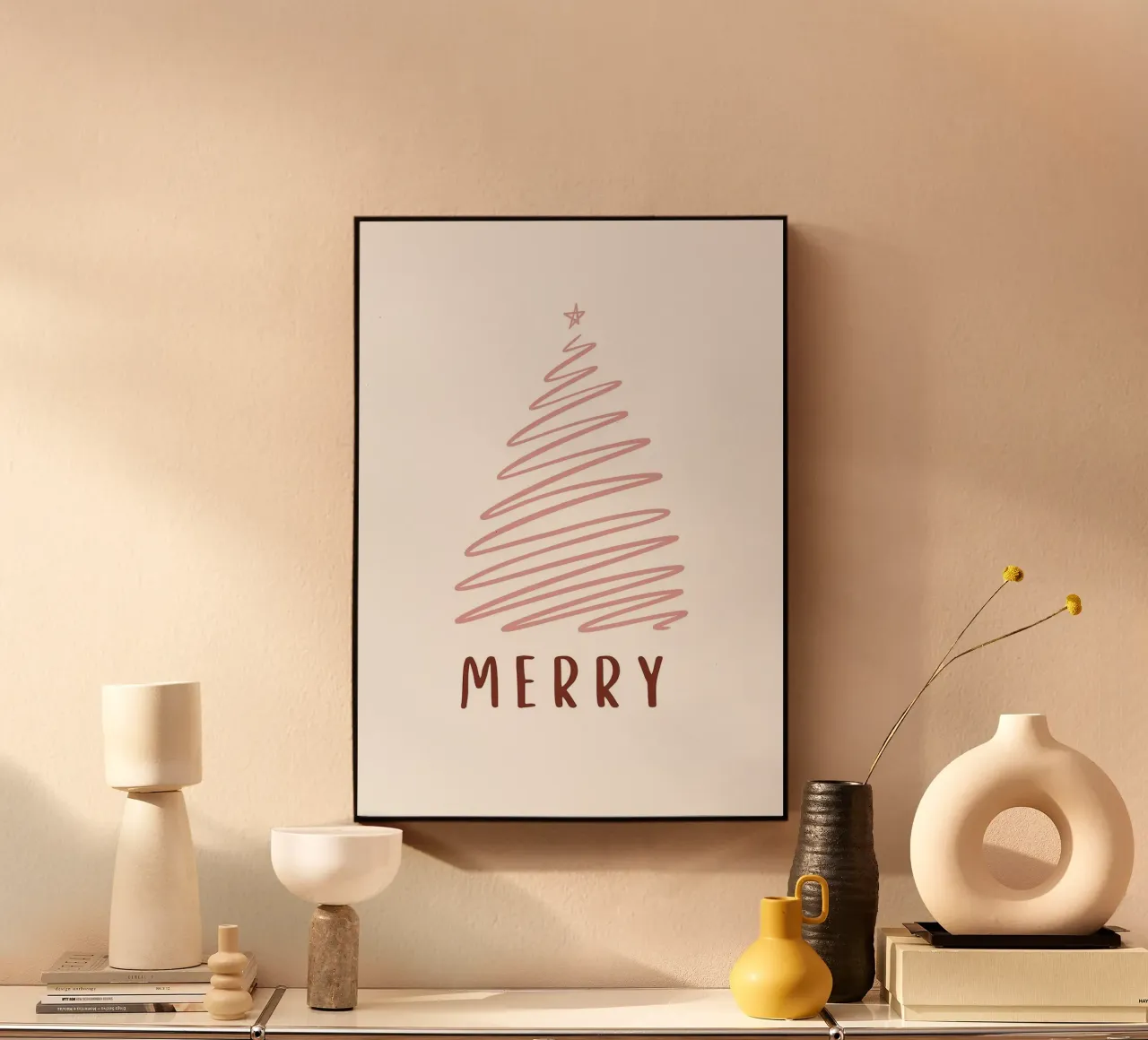 Albero di Natale rosa e felice alluminio dibond da Brandi N Huskey