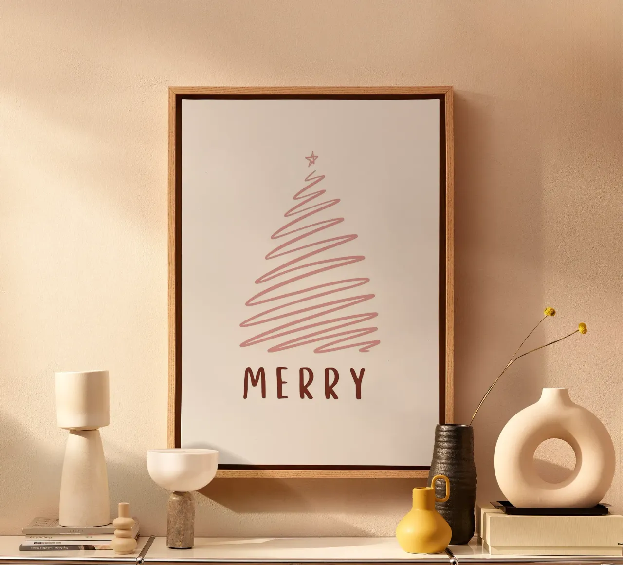 Albero di Natale rosa e felice tela con Cornice a cassetta da Brandi N Huskey