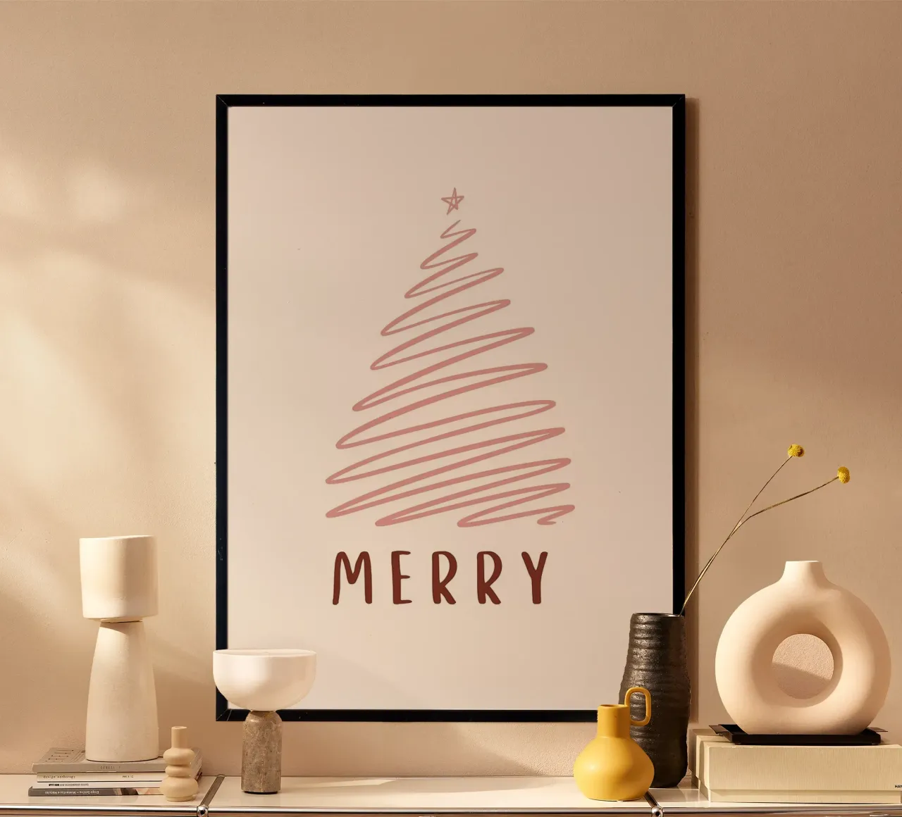 Albero di Natale rosa e felice carta hahnemühle da Brandi N Huskey