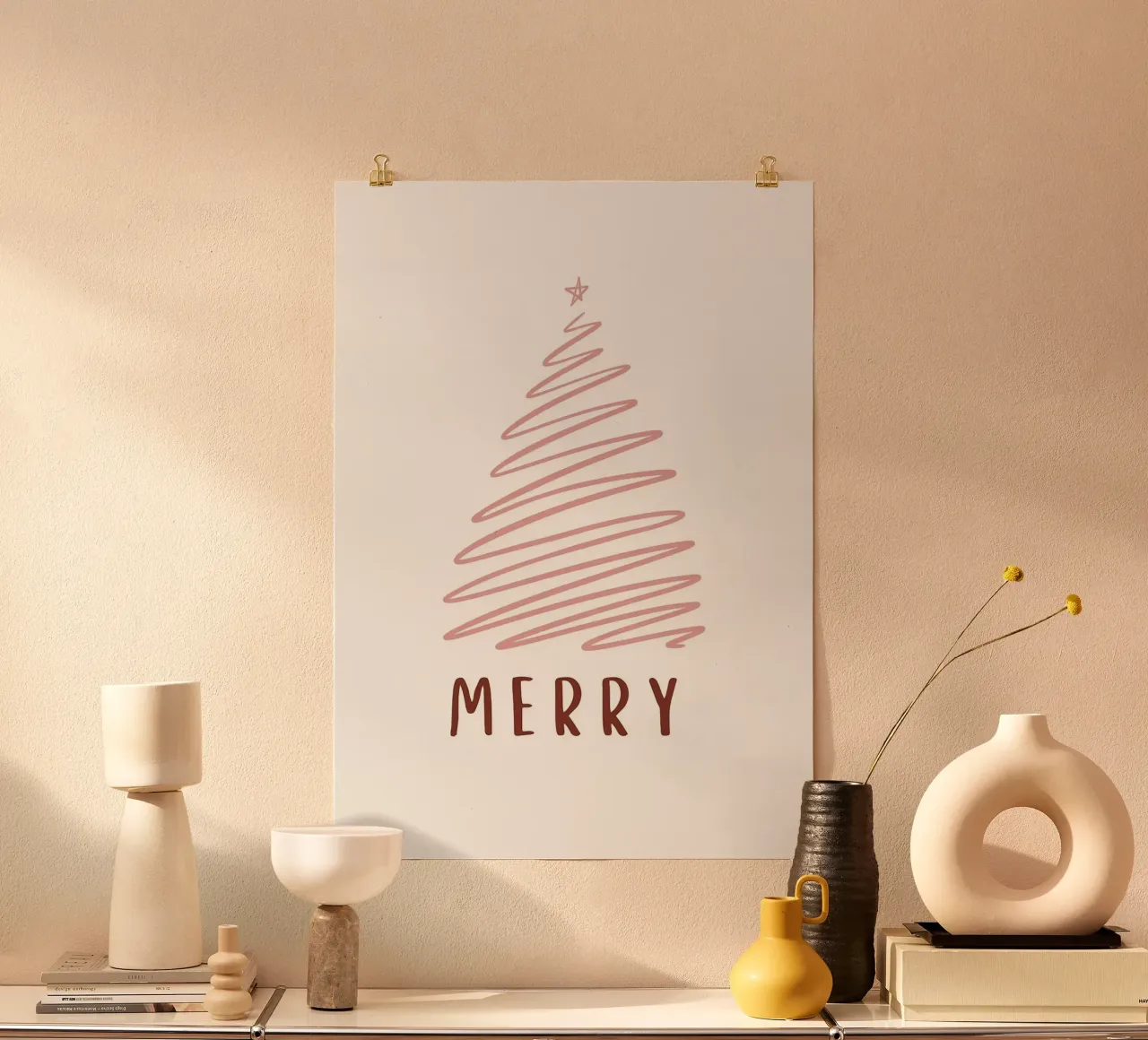 Albero di Natale rosa e felice carta hahnemühle da Brandi N Huskey