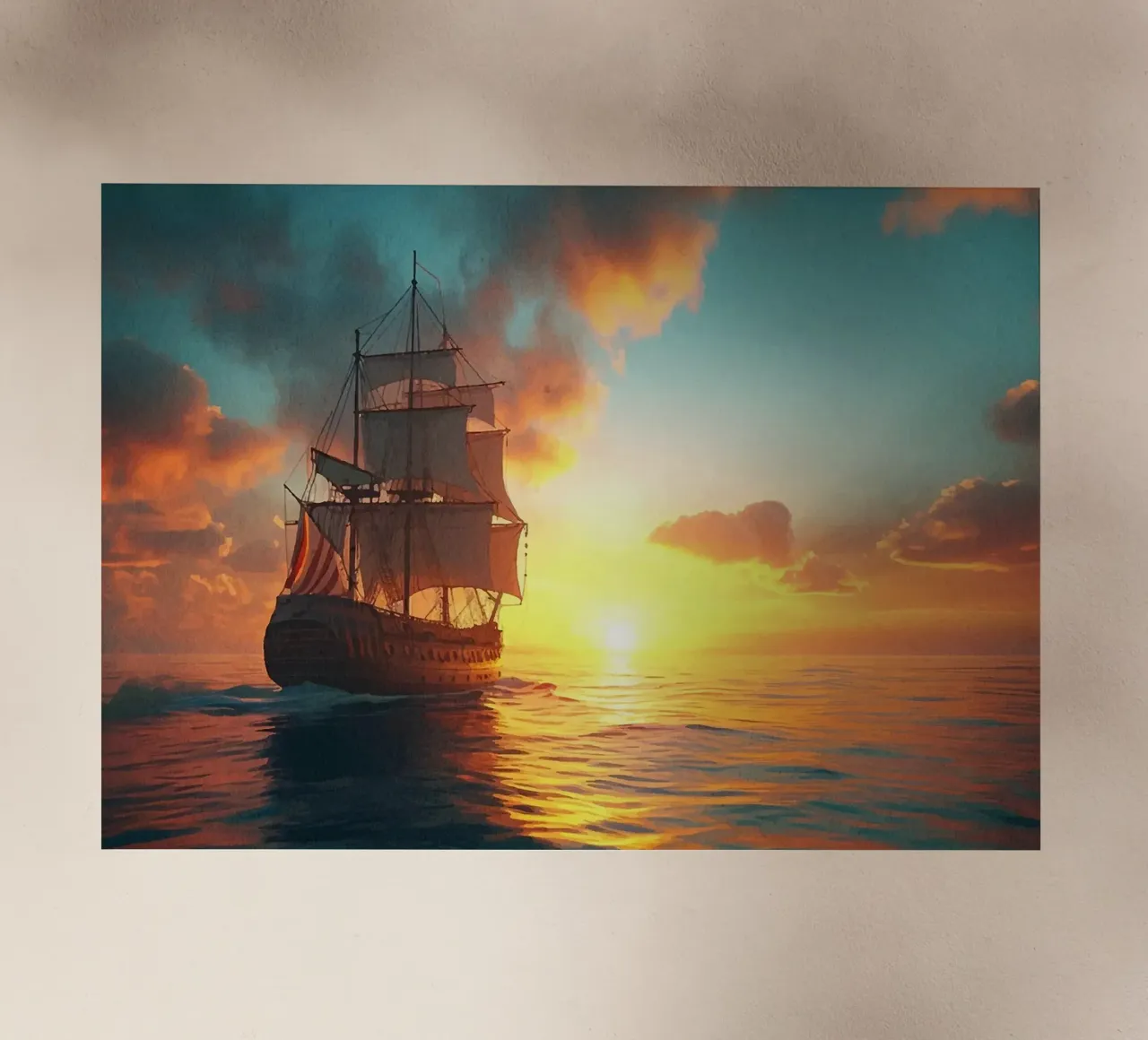 Paesaggio della nave pirata pellicola backlit da book