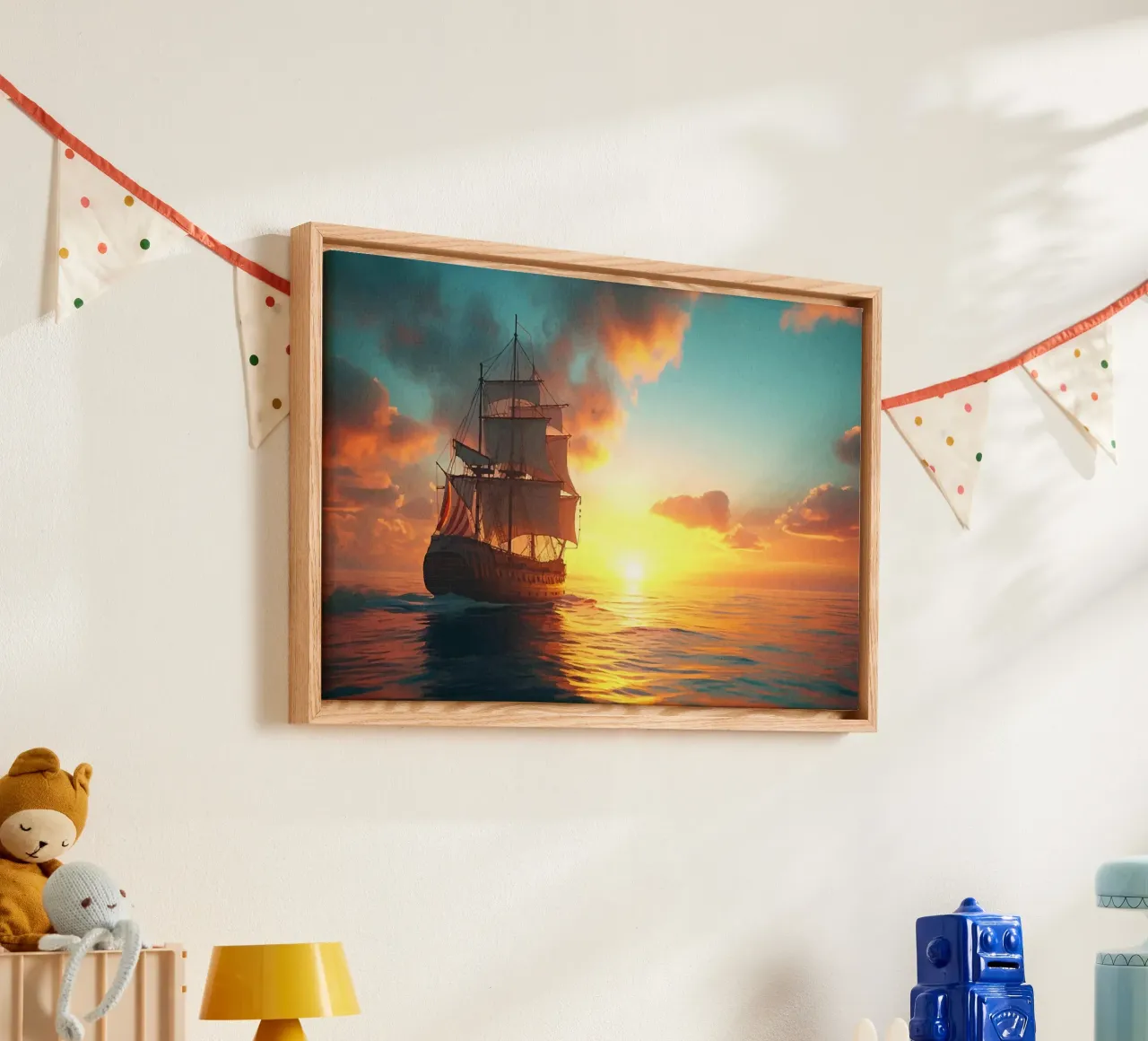 Paesaggio della nave pirata tela con Cornice a cassetta da book