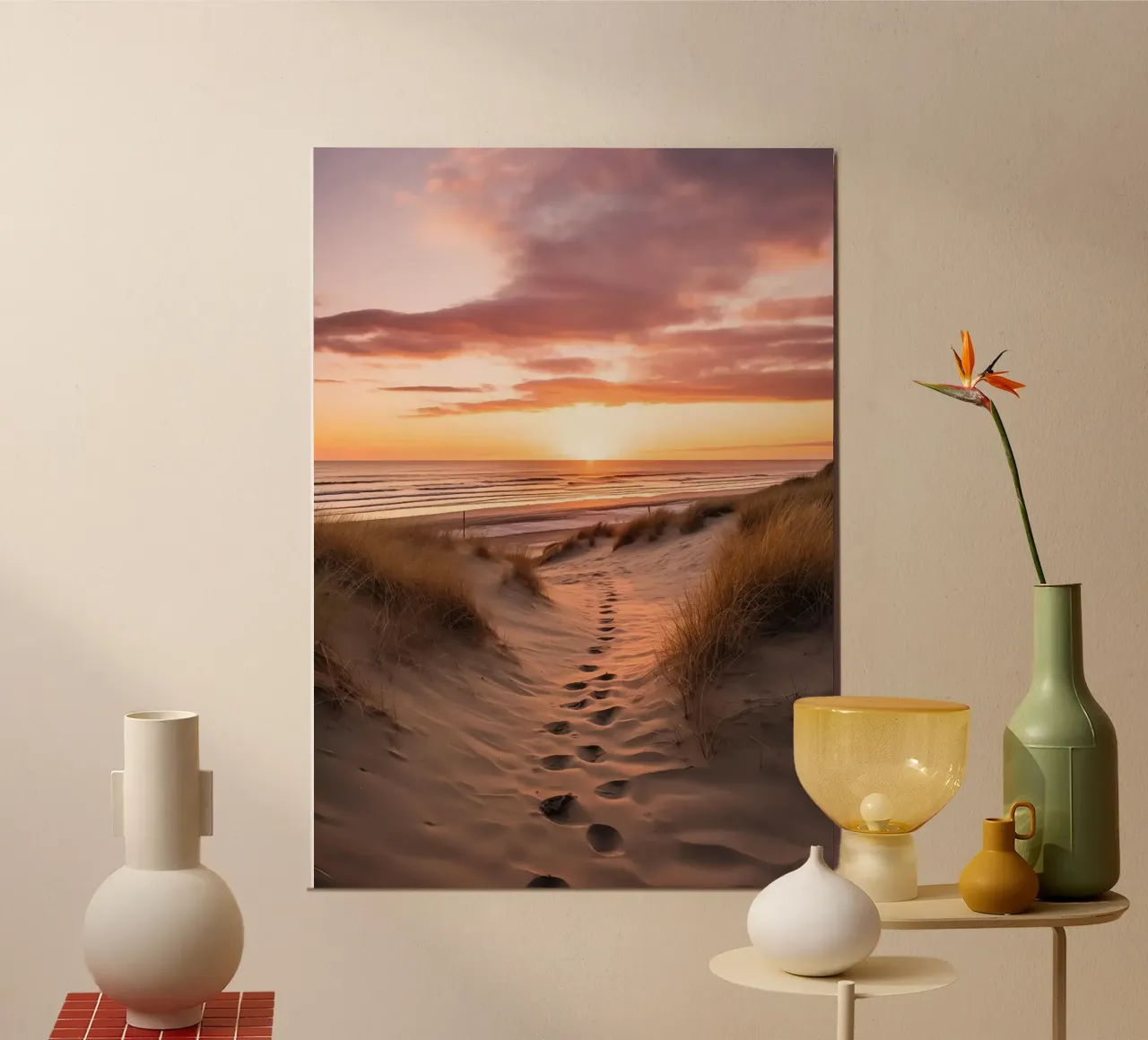 Tramonto in spiaggia alluminio dibond da book