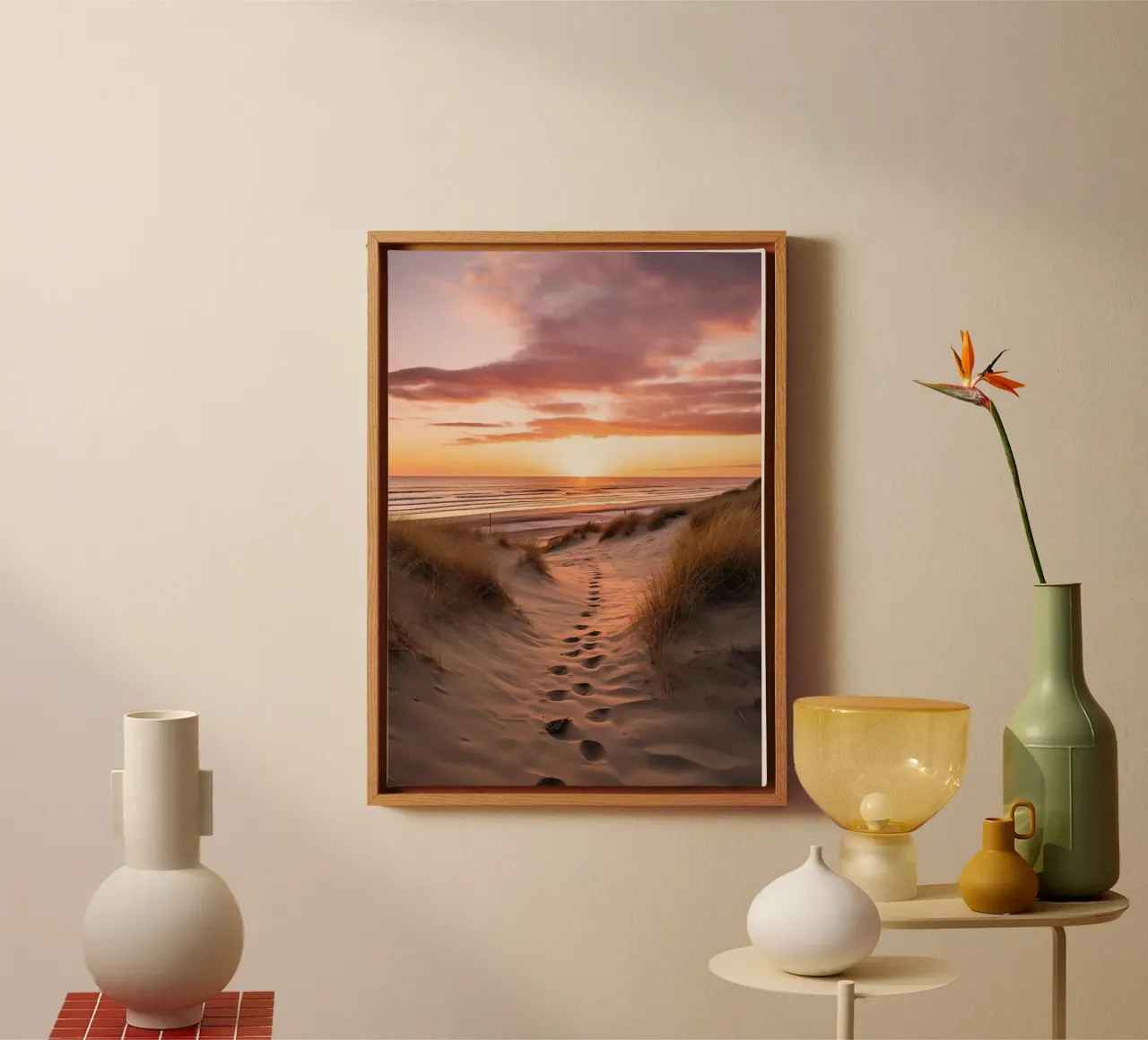 Tramonto in spiaggia tela con Cornice a cassetta da book