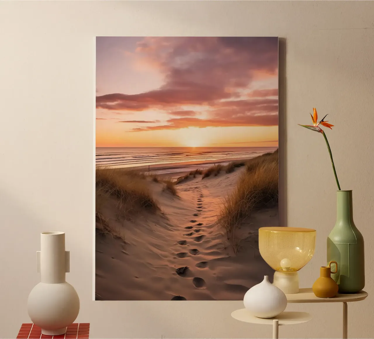 Tramonto in spiaggia tela con Cornice a cassetta da book