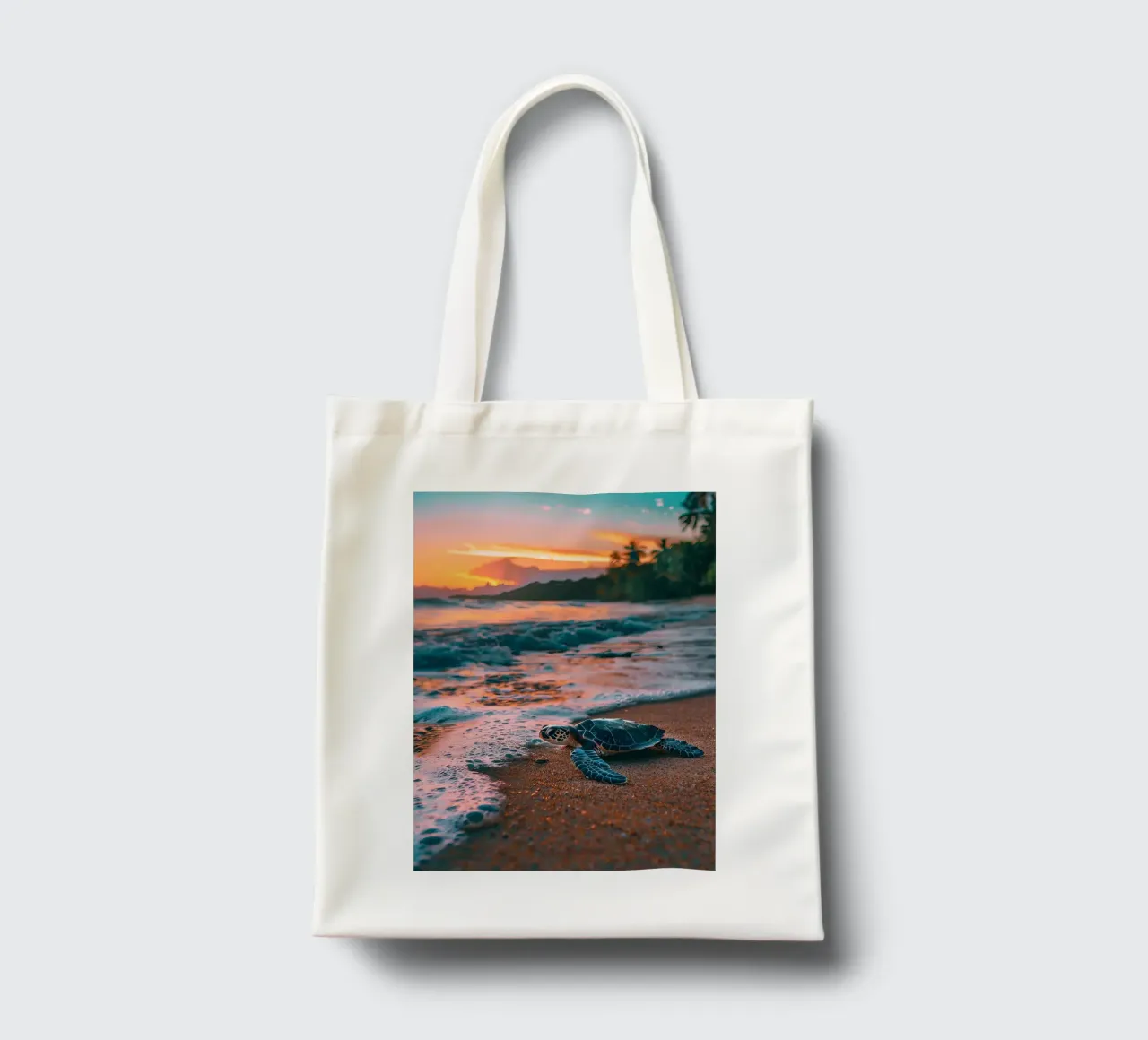 Meeresschildkröte Sonnenuntergang Strand Ozean Meer Sand Jutebeutel von book