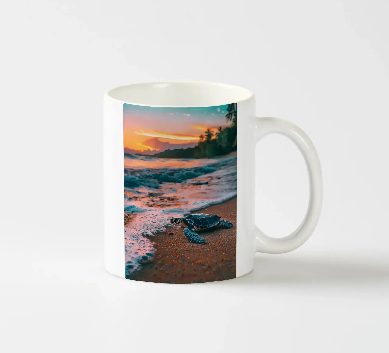 Tartaruga marina Tramonto Spiaggia Oceano Mare Sabbia tazza in ceramica da book