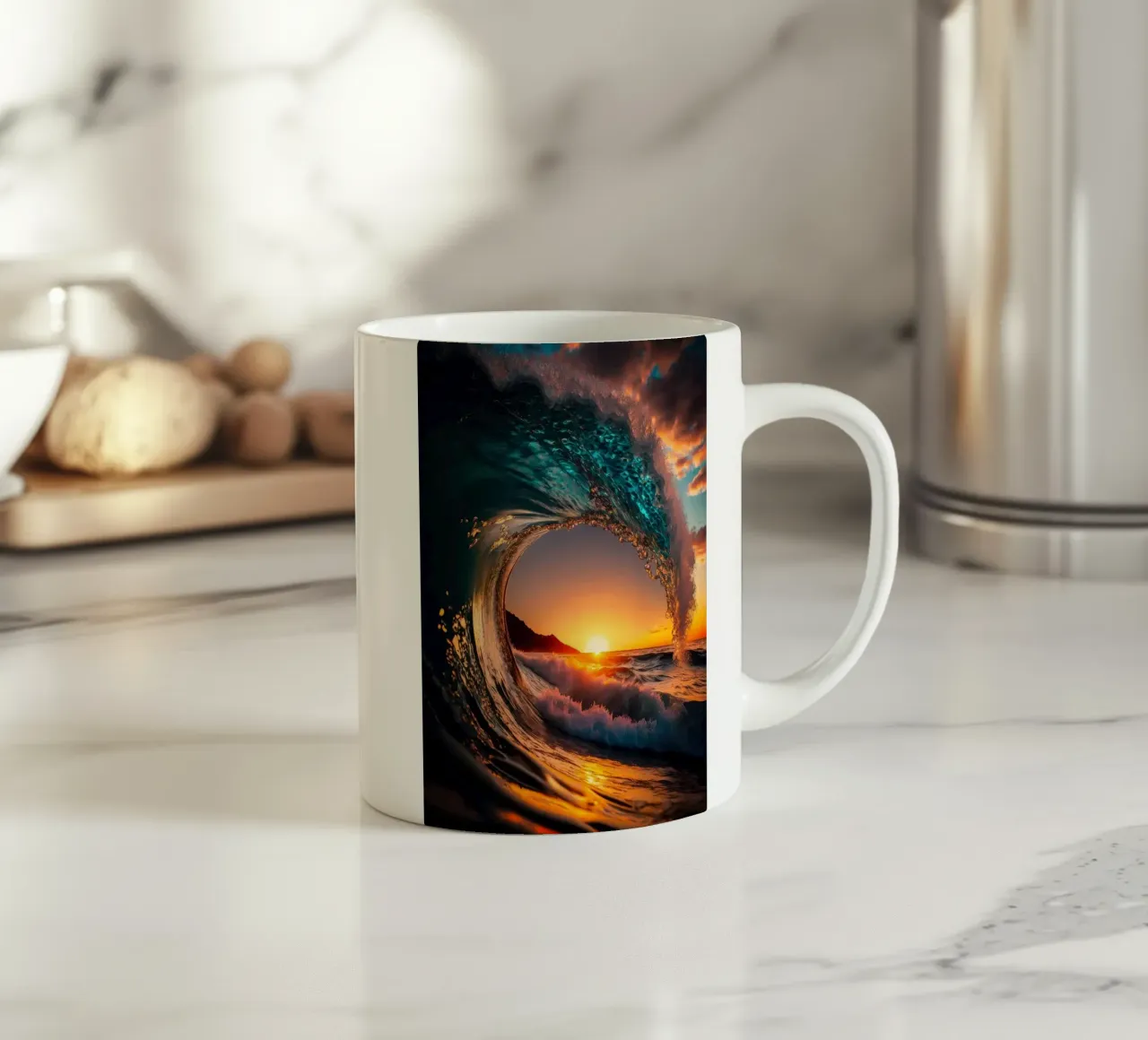 Onda del tramonto tazza in ceramica da book