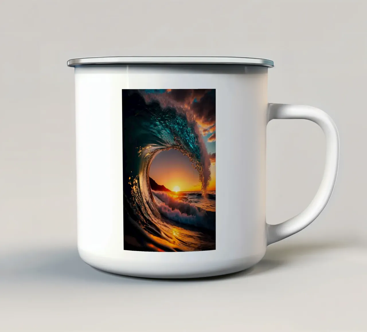 Onda del tramonto tazza in smalto da book