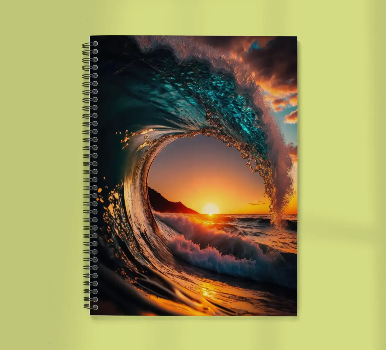Golf van zonsondergang notitieboek met spiraal van book