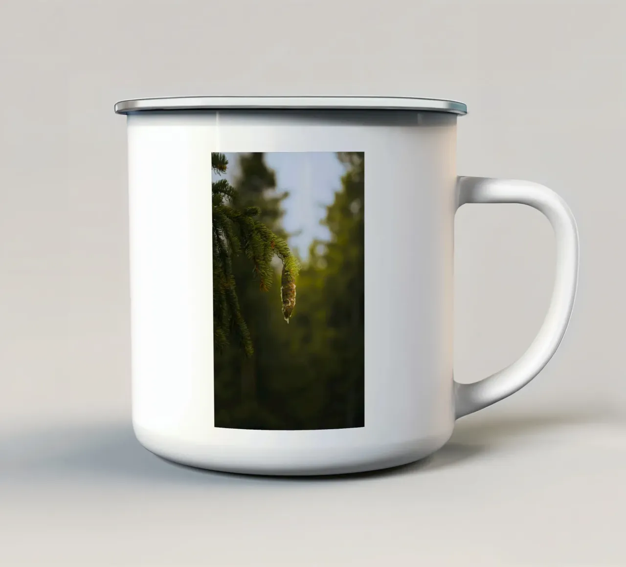 pigna sempreverde tazza in smalto da Earthly Visions