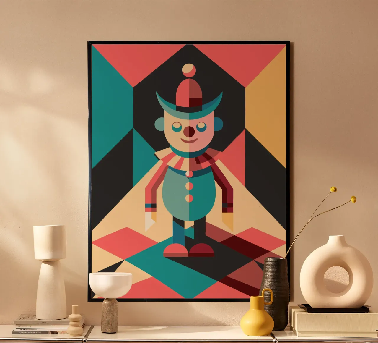 vettoriale uomo clown poster con telaio in plastica da zaidza