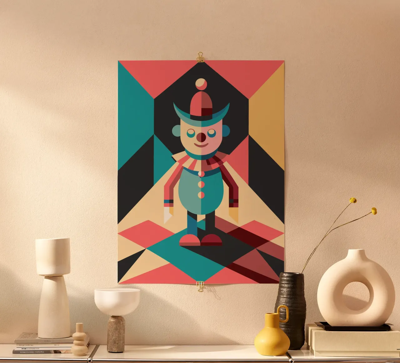 vettoriale uomo clown poster con telaio in plastica da zaidza