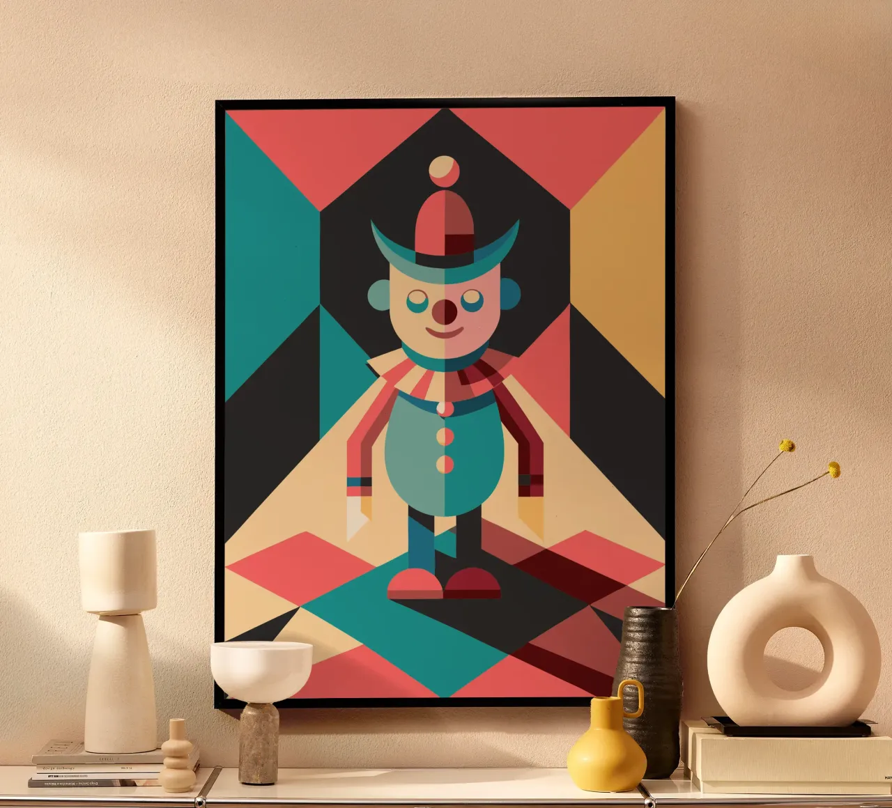 vettoriale uomo clown poster con telaio in plastica da zaidza