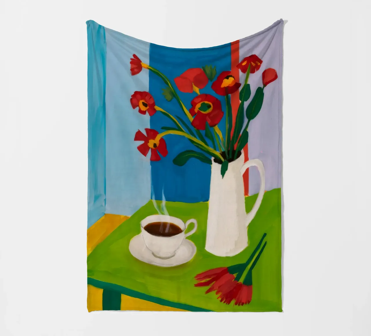 Morning Coffee Tulips fleece blanket by Tiga Bersama