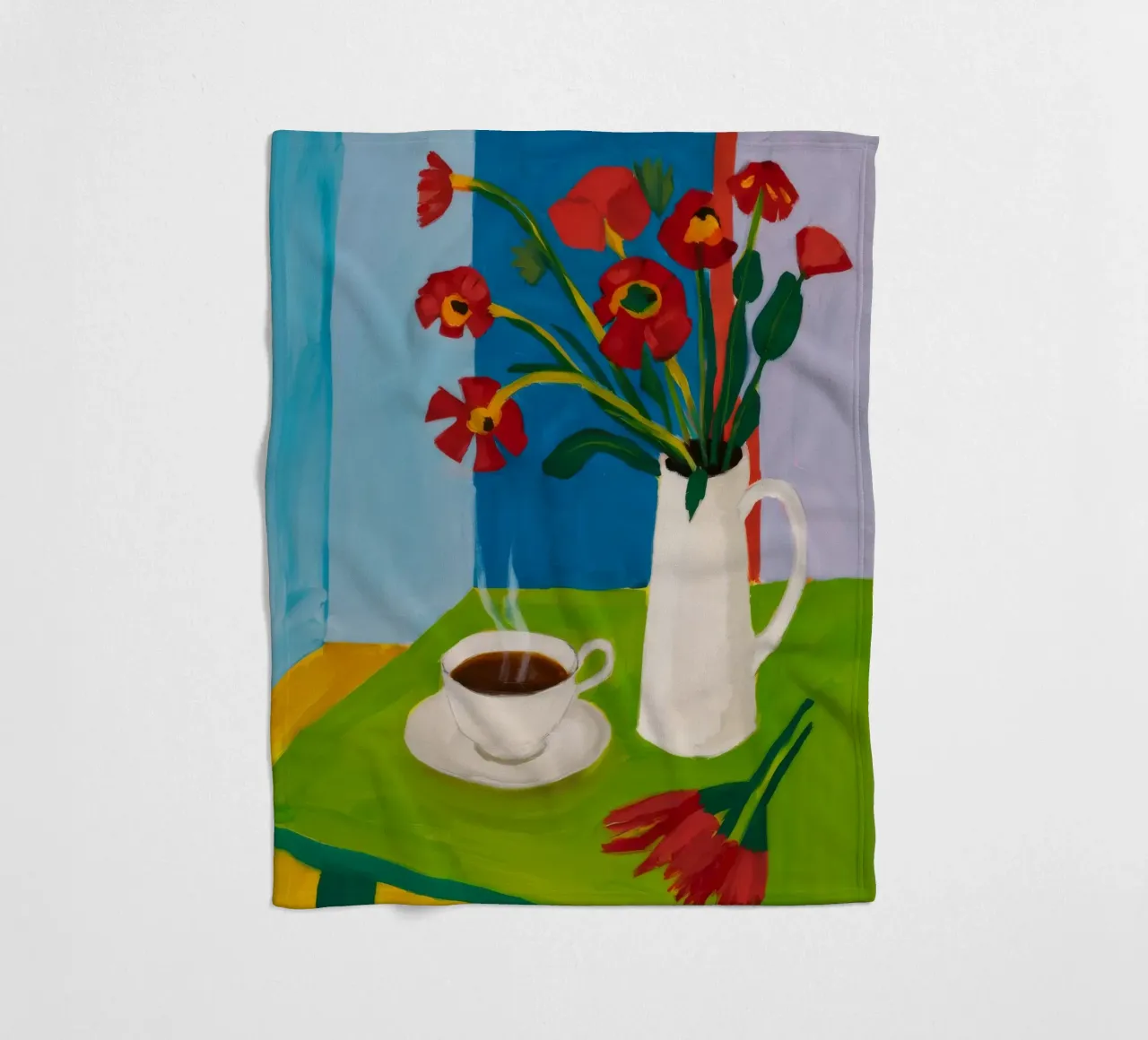 Morning Coffee Tulips fleece blanket by Tiga Bersama