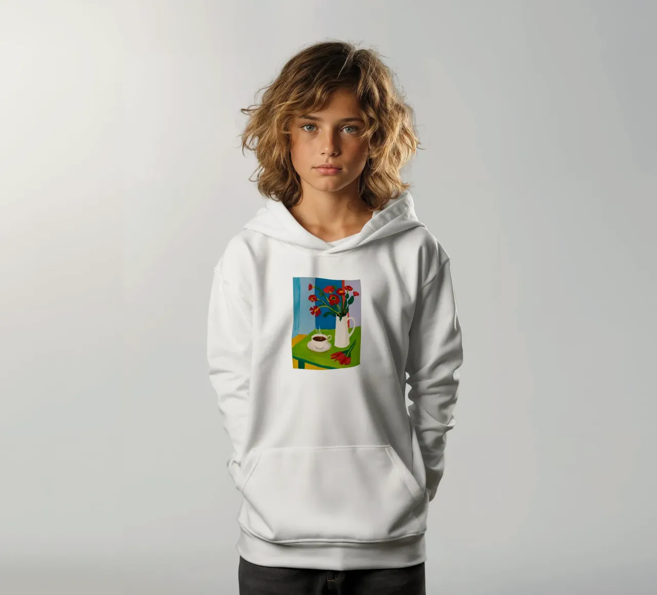 Morning Coffee Tulips kids hoodie by Tiga Bersama