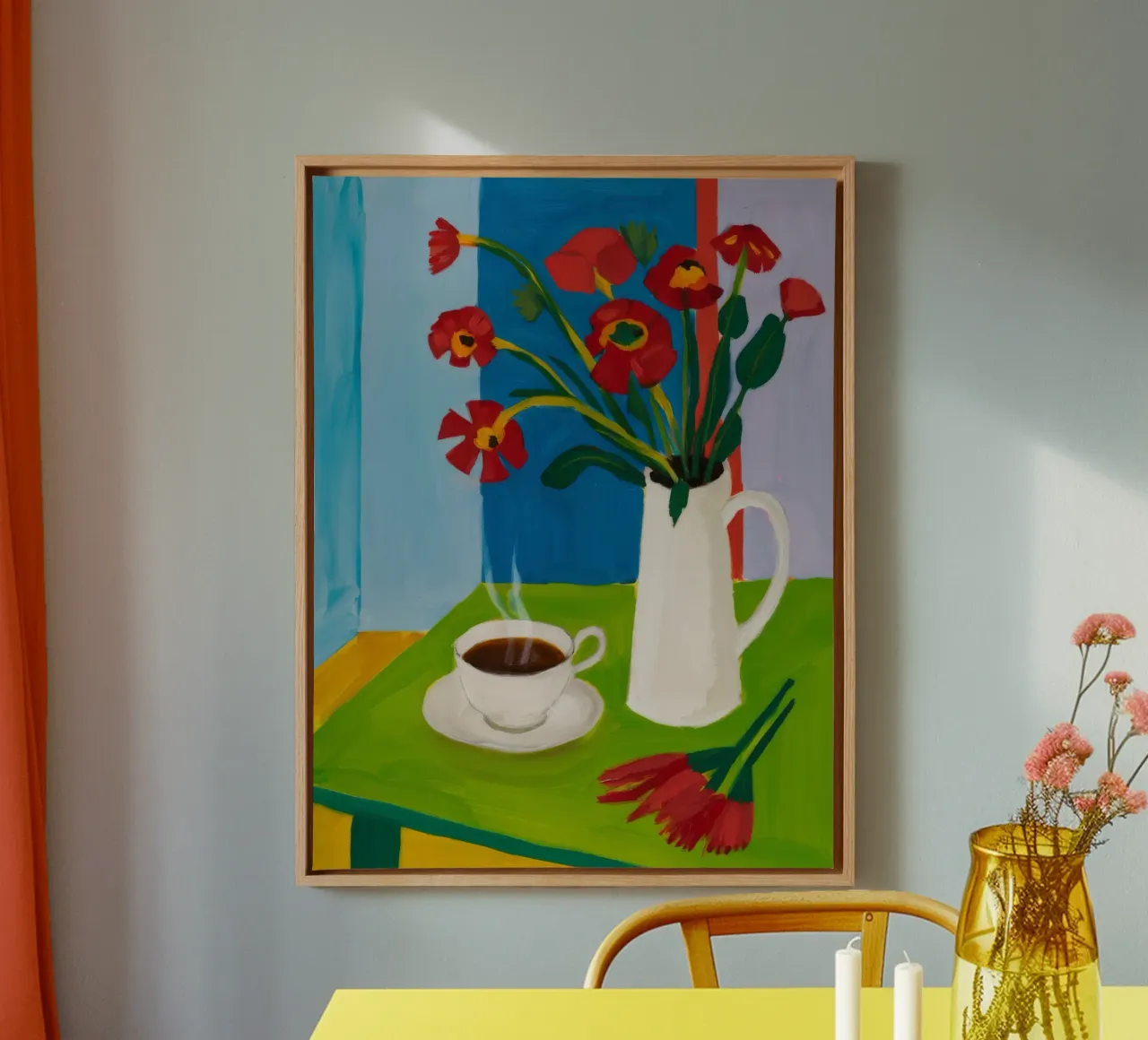 Ochtendkoffie Tulpen canvas van Tiga Bersama