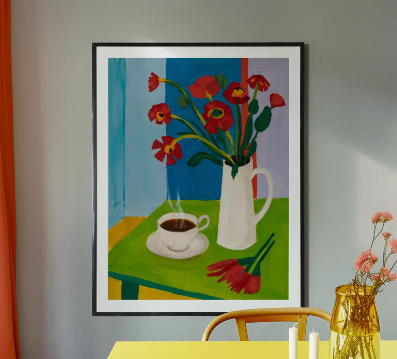 Caffè del mattino Tulipani poster da Tiga Bersama