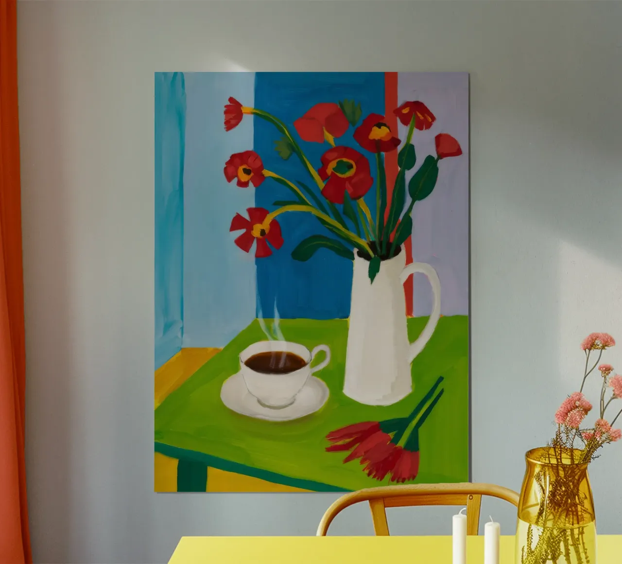 Caffè del mattino Tulipani poster da Tiga Bersama