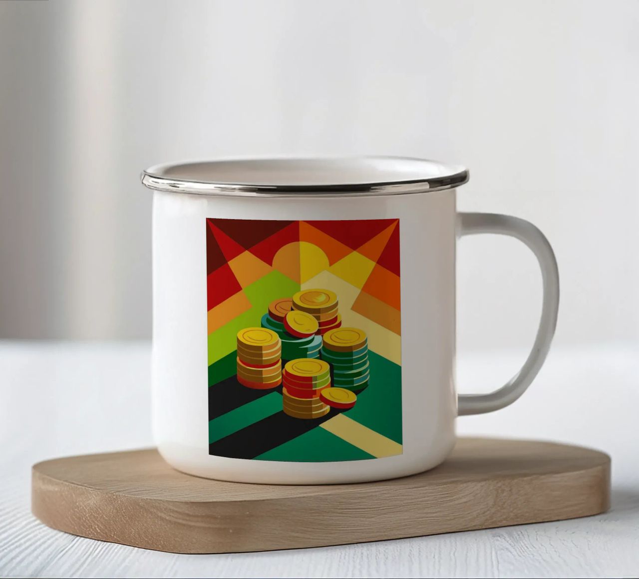 vettore di monete tazza in smalto da zaidza