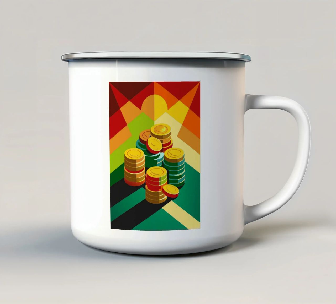 vettore di monete tazza in smalto da zaidza