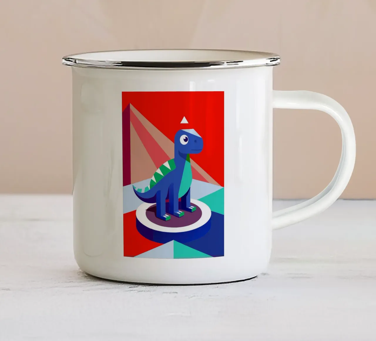 bambola dinosauro vettoriale tazza in smalto da zaidza