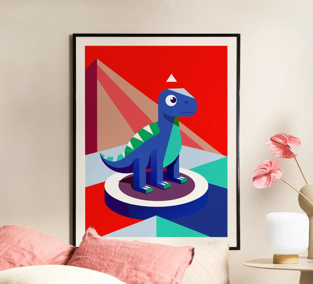 bambola dinosauro vettoriale poster con telaio in plastica da zaidza