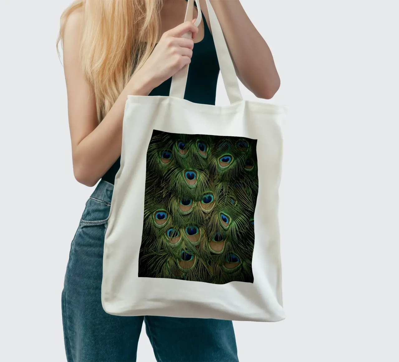 piume di pavone borsa in juta da Earthly Visions
