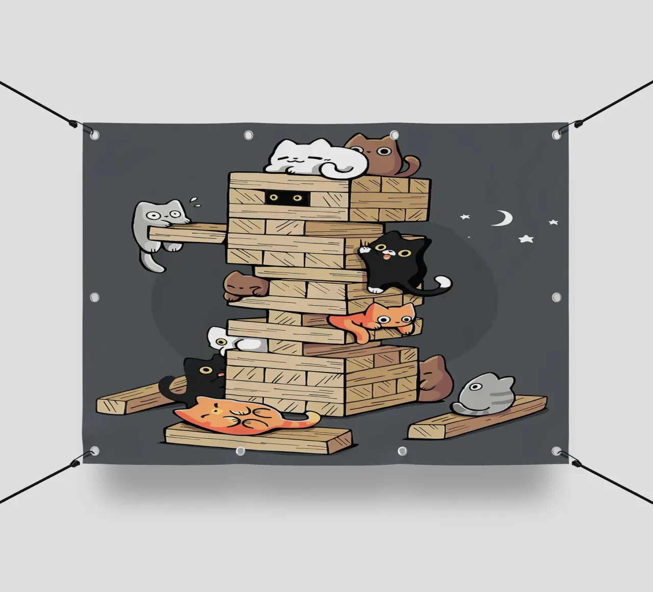 Gatti che giocano a jenga gattini da gioco telo in pvc da BirdShop