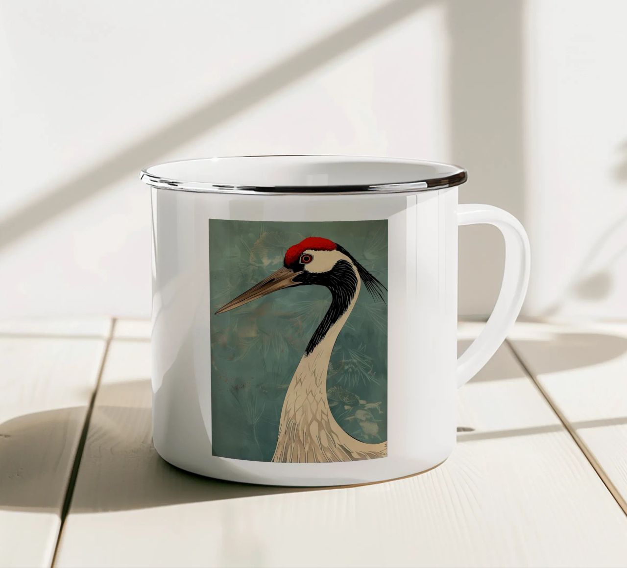 Pittura cinese con gru tazza in smalto da BirdShop