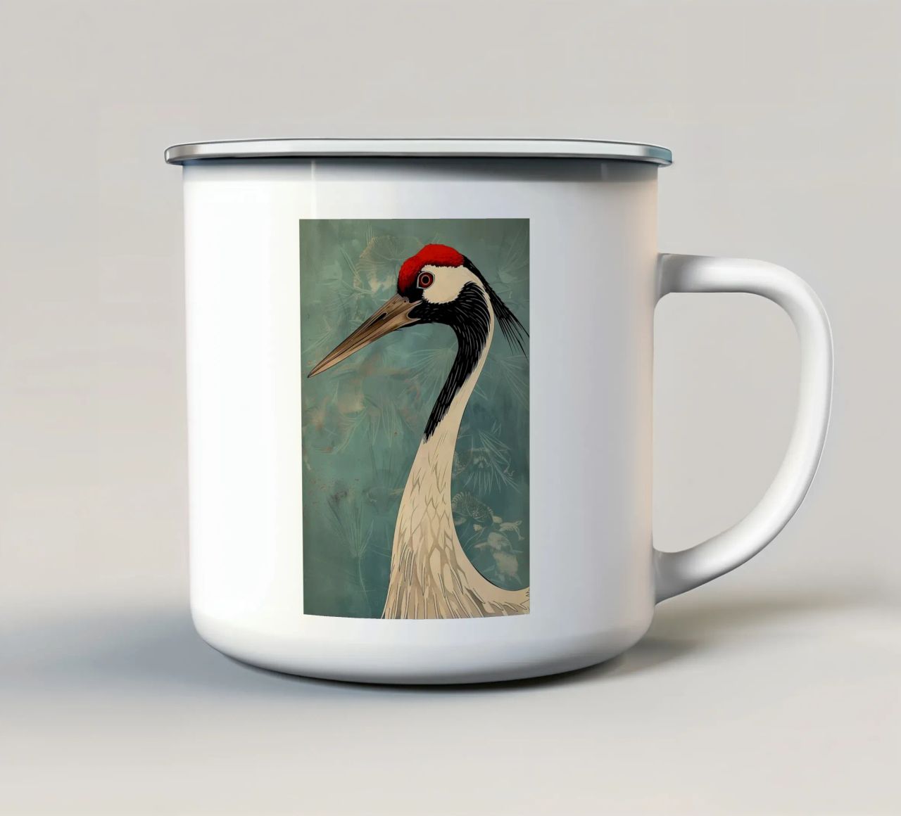 Pittura cinese con gru tazza in smalto da BirdShop