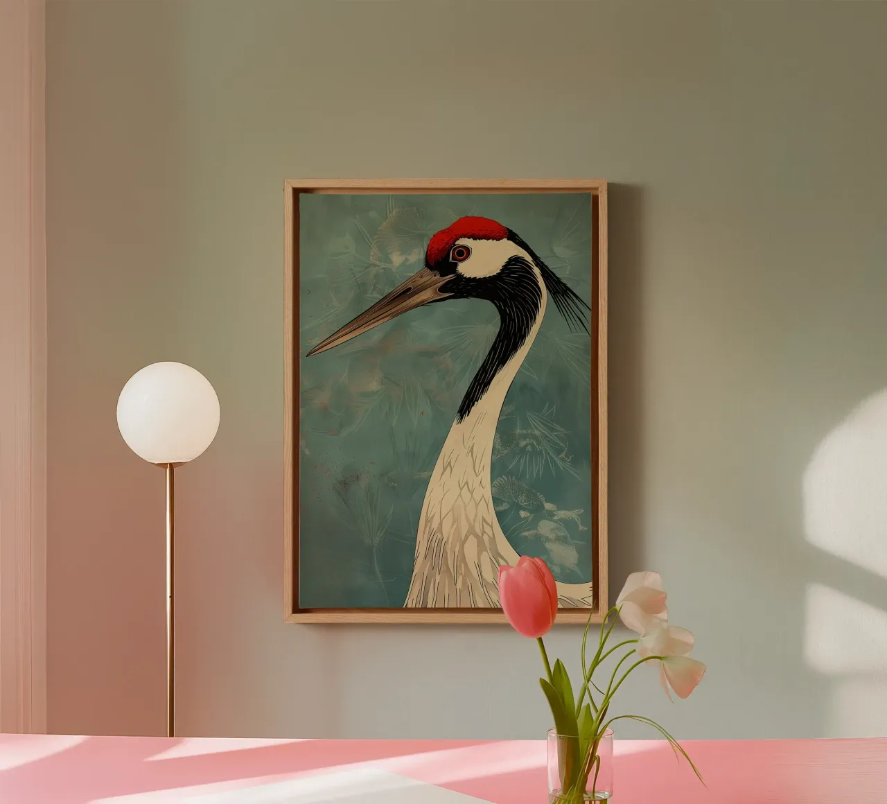 Pittura cinese con gru tela con Cornice a cassetta da BirdShop