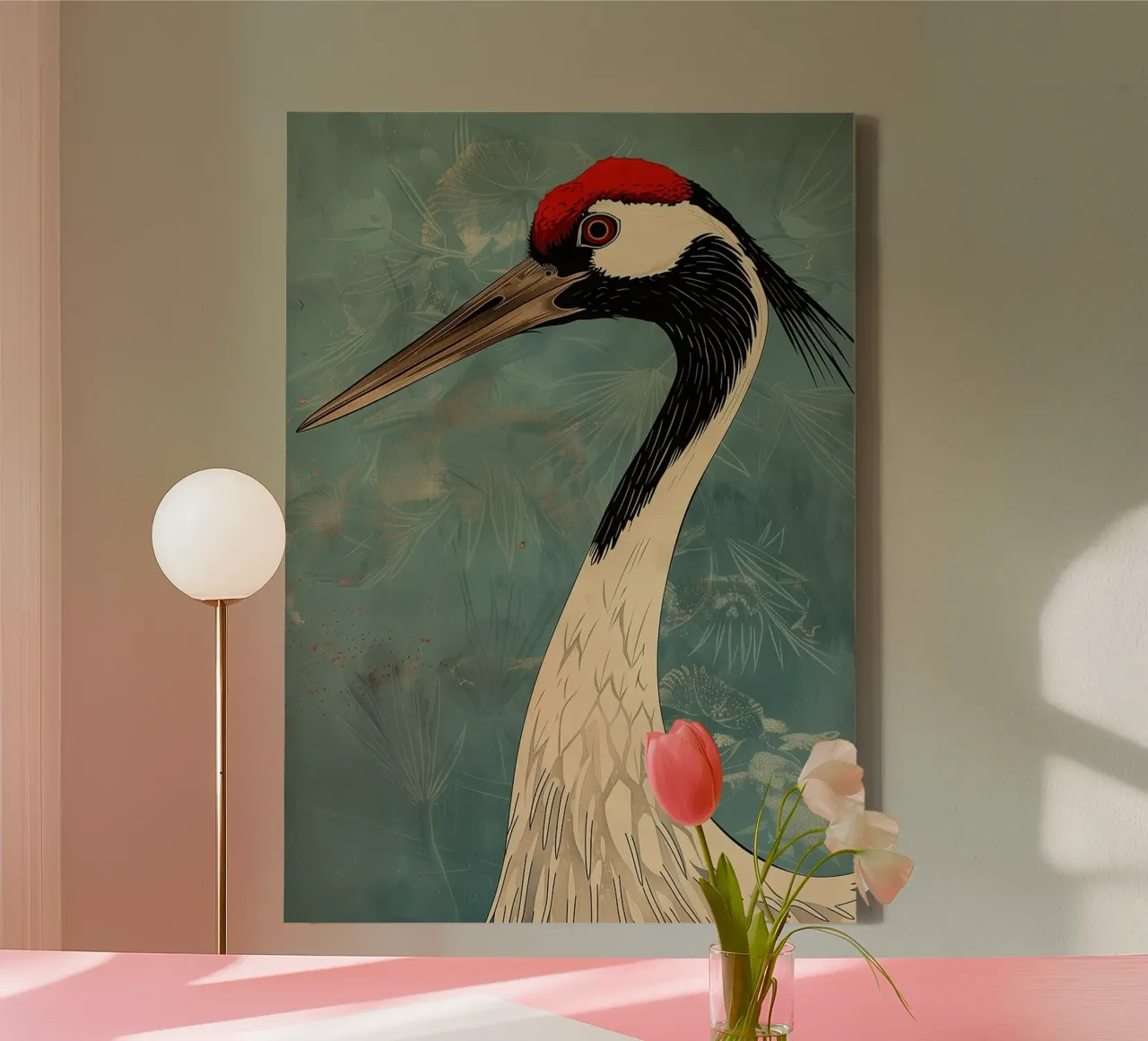 Pittura cinese con gru tela con Cornice a cassetta da BirdShop