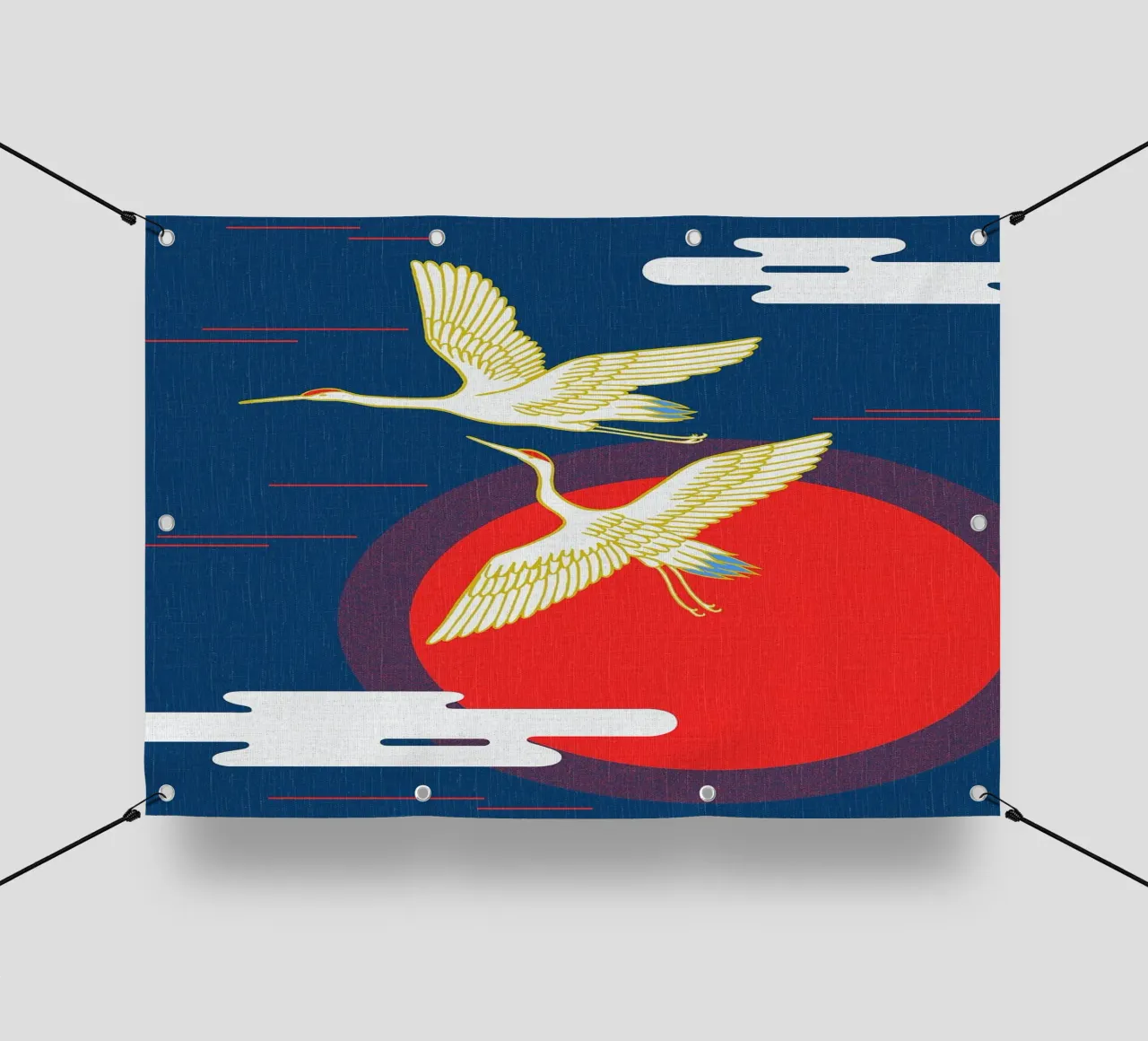 Crane and Rising Sun Japanese pvc cover by BirdShop