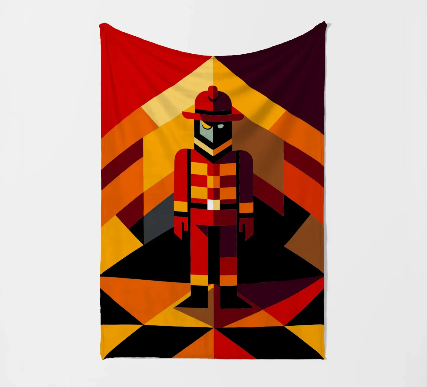 firefighter man vector fleece blanket by zaidza