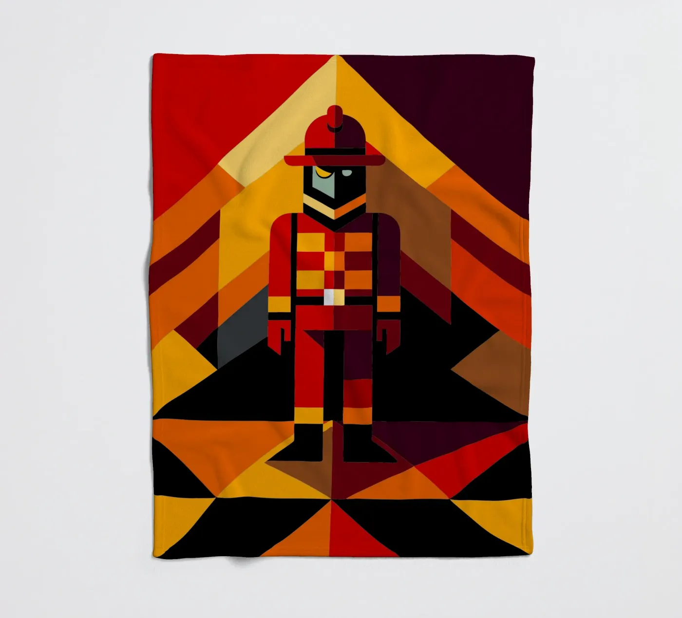 firefighter man vector fleece blanket by zaidza