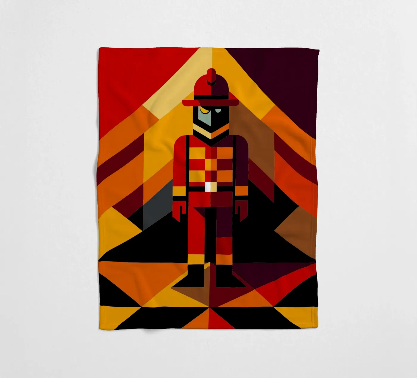 firefighter man vector fleece blanket by zaidza
