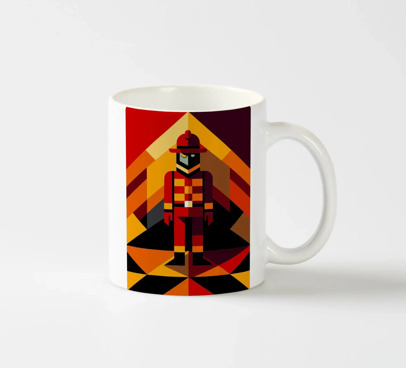 firefighter man vector ceramic mug by zaidza