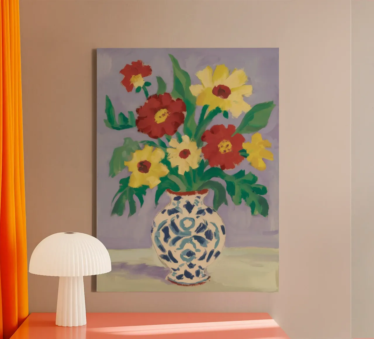 Vaso di cimeli in medley tela con Cornice a cassetta da Tiga Bersama