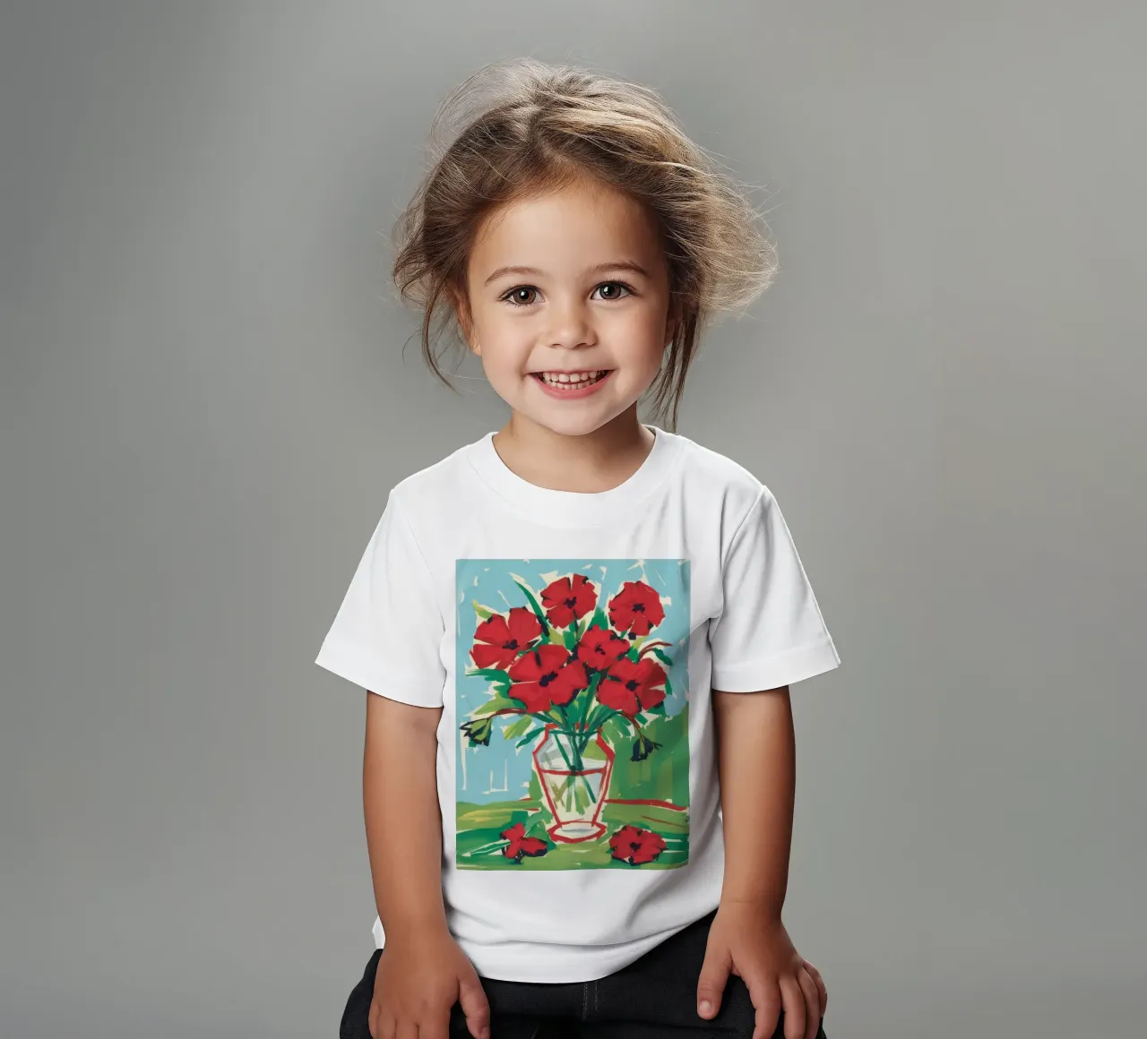 Crimson Poppy Breeze kids t-shirt by Tiga Bersama
