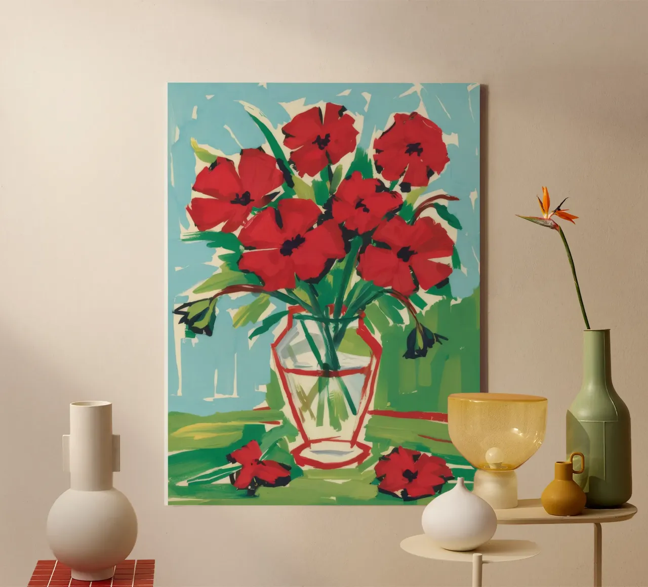 Crimson Poppy Breeze canvas by Tiga Bersama