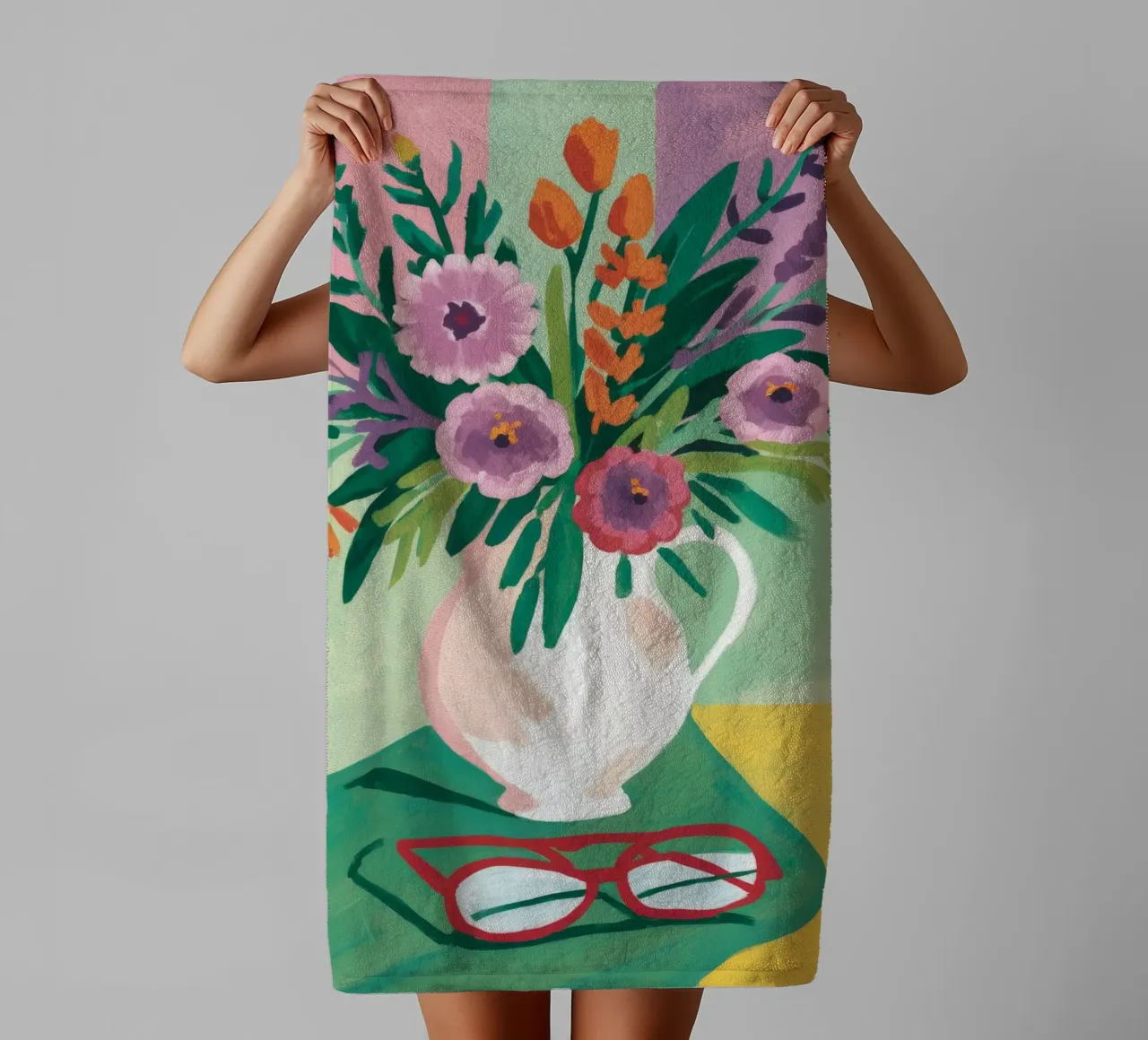 Contemplazione dei fiori in pastello asciugamano da bagno da Fable Tempa