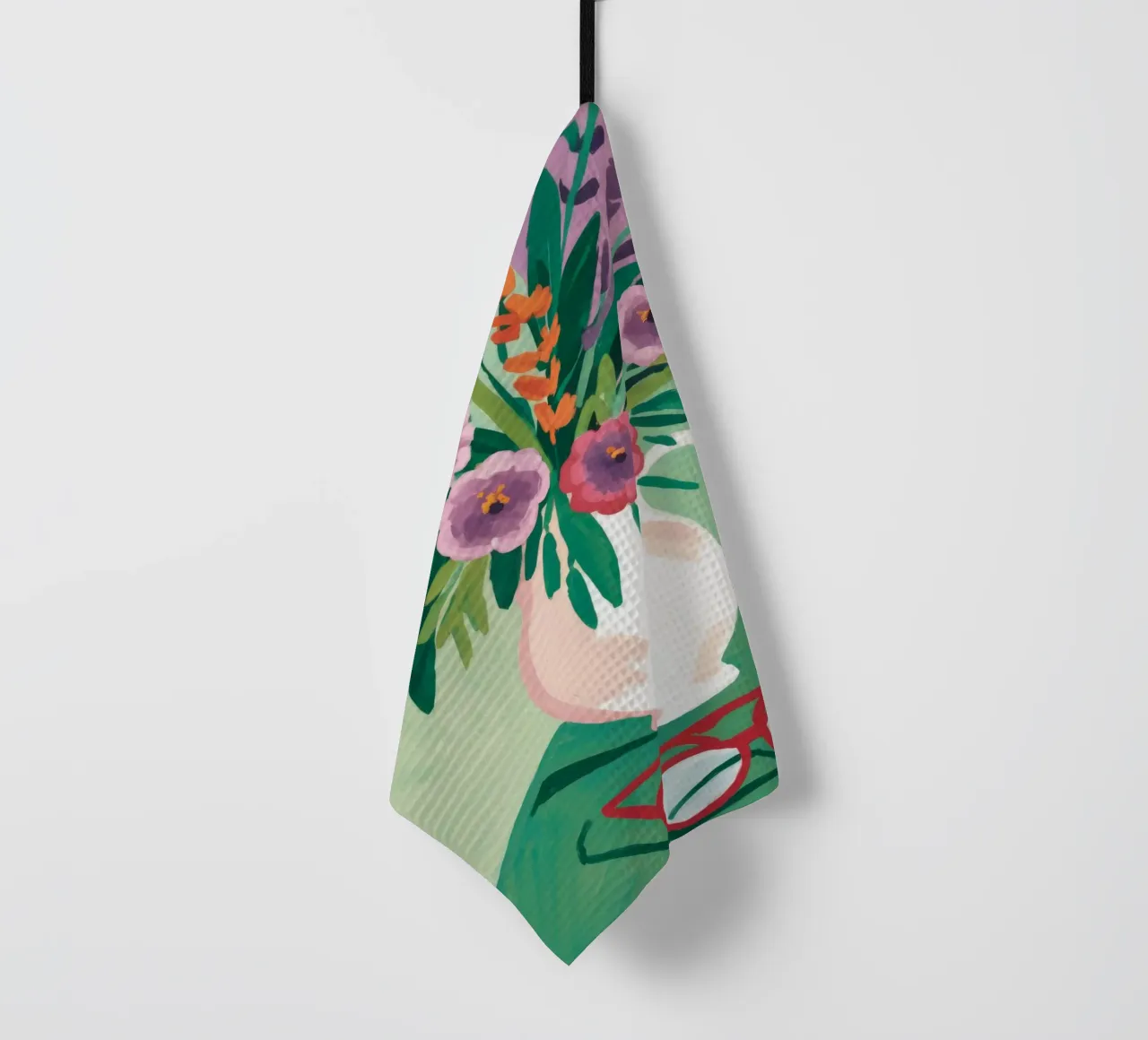 Contemplazione dei fiori in pastello canovaccio da cucina da Fable Tempa